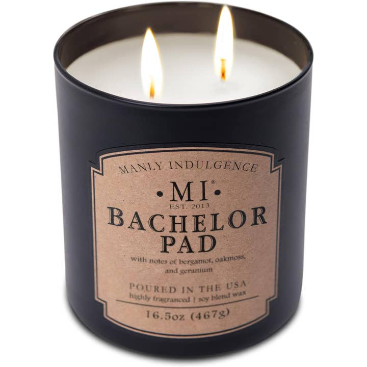 MVP Group International INC - Wholesale Jar/Filled Candle - Bachelor Pad 2-Wick Scented Candle, Soy Blend Wax, 16.5oz2