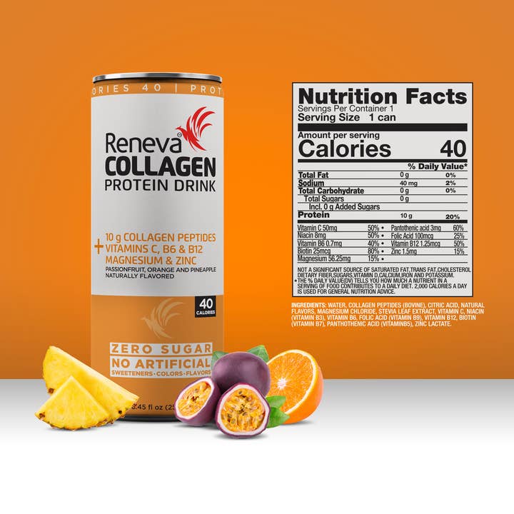 Reneva Collagen Drink and Powders - Wholesale Sports/Energy Drink - Reneva Collagen Drink-Passion Fruit, Orange & Pineapple