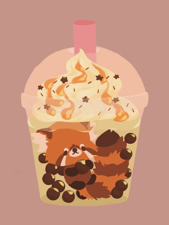 Red Panda Boba Mini Print for wholesale by wifi4dogs