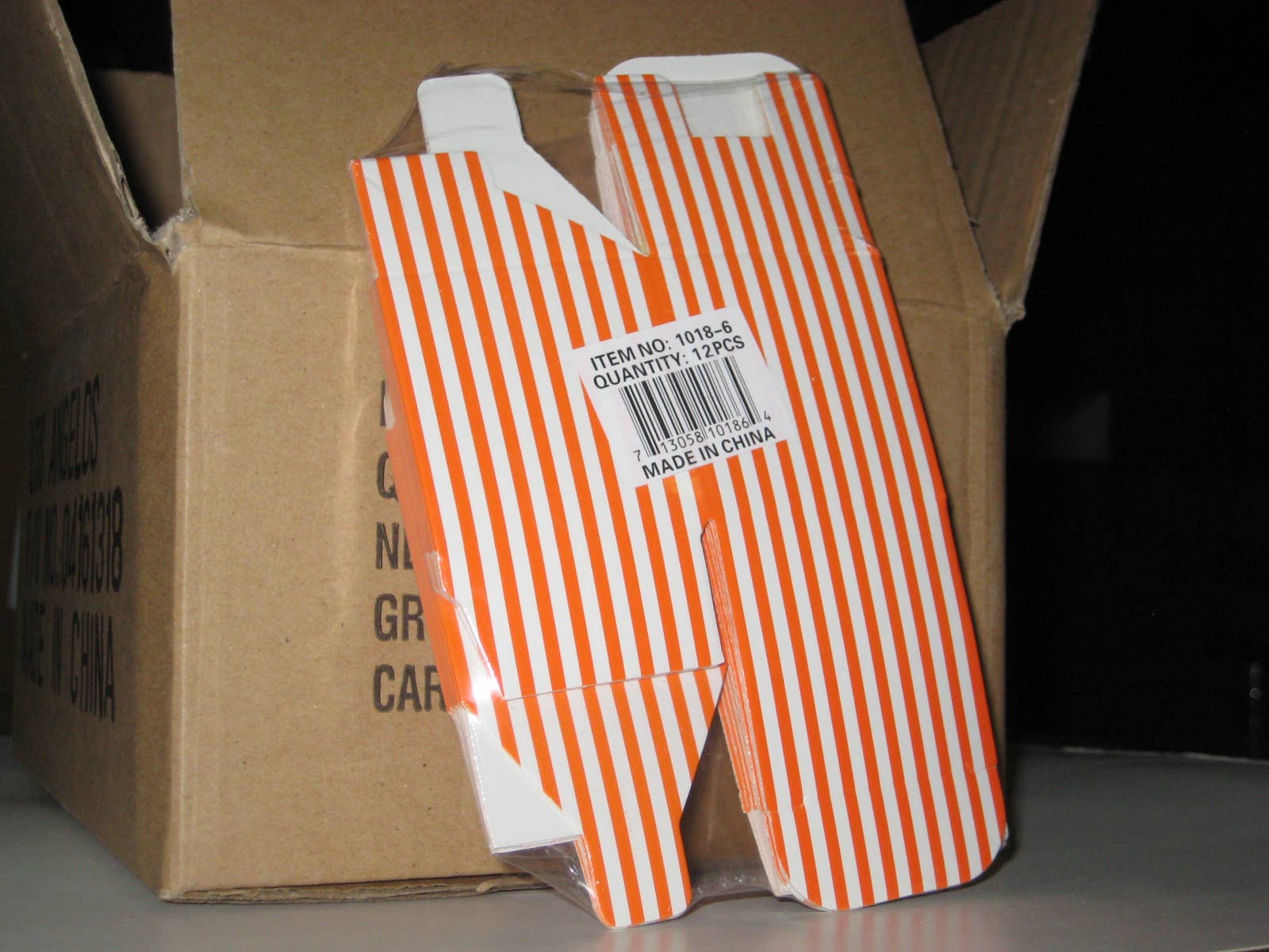 Packaging Decor - Vente Sachet cadeau/boîte cadeau pour invités - Mini boîtes en papier à rayures orange (2 tailles)1