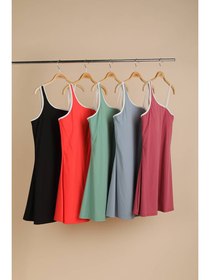 VERY J - Wholesale Athletic Dress - Women's - ND31660-Activewear Mini Dress with Inside Lining31