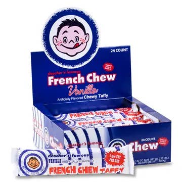 Barres à mâcher à la vanille françaises (Carton de 24) pour la vente par French Chew Co