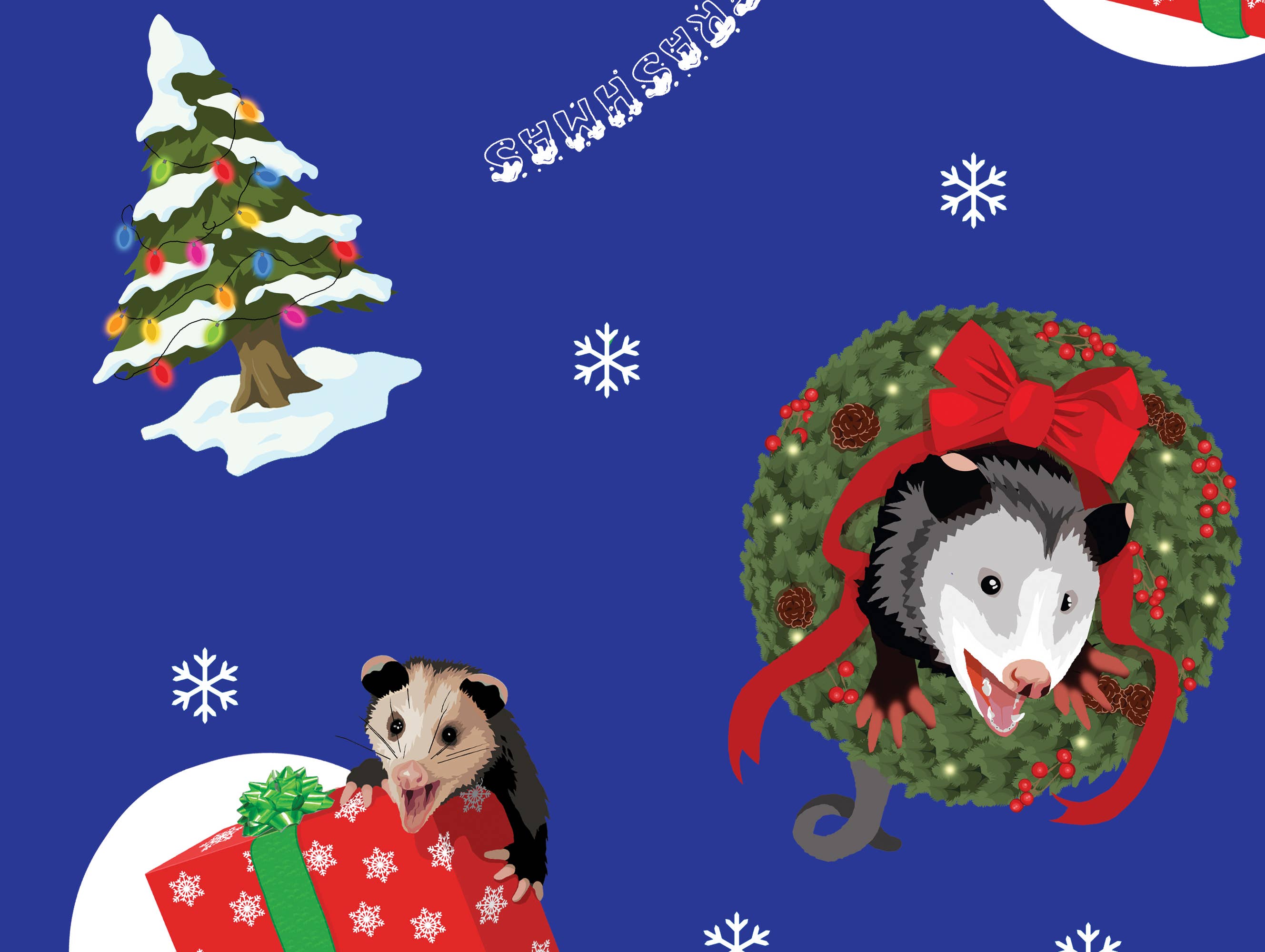 BoyPilot Goods - Wholesale Flat Wrap - Merry Trashmas Wrapping Paper - Possum Christmas Gift Wrap5
