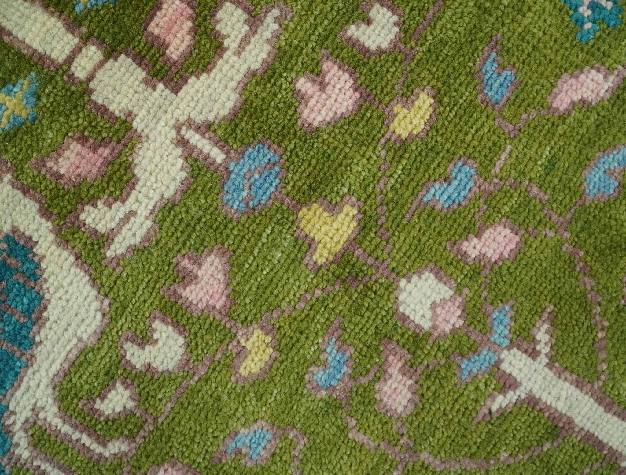 The Rug Decor, Inc. - Wholesale Area Rug - The Green Jungle Life Teal and Peach Peacock Bird Hand Knotted Custom Made Wool Area Rug3