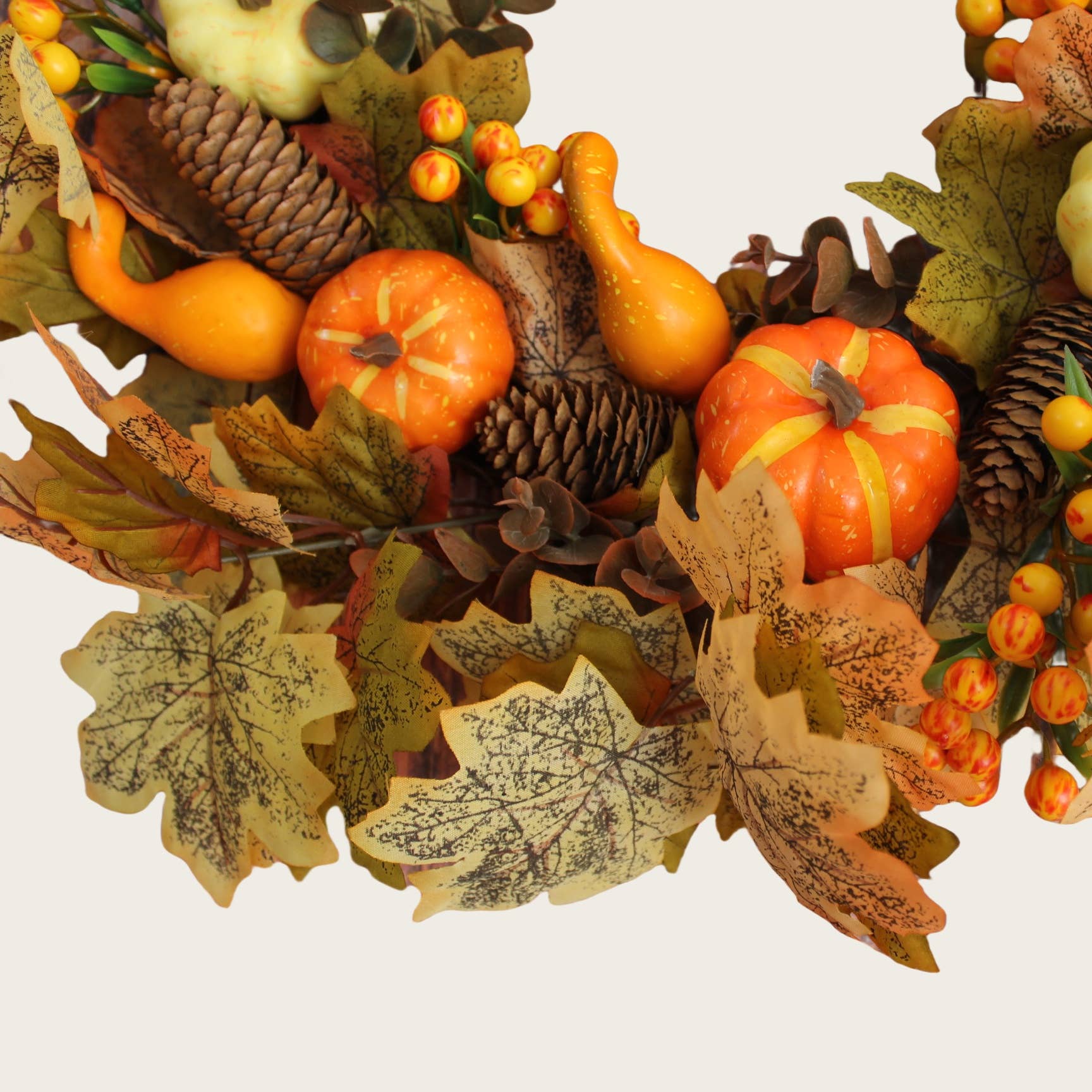 ACNITE(We cover U.S. import duties) - Vente Couronne - Couronne d’automne avec citrouilles décoratives pour la fête de Thanksgiving1
