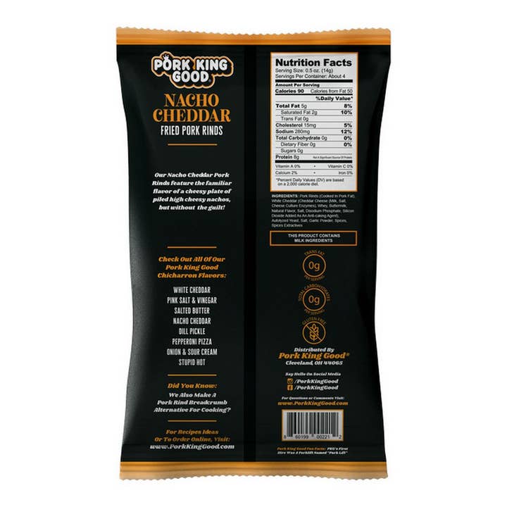 Pork King Good - Wholesale Puffed Snack - Pork King Good Nacho Cheddar Pork Rinds 1.75oz Bag