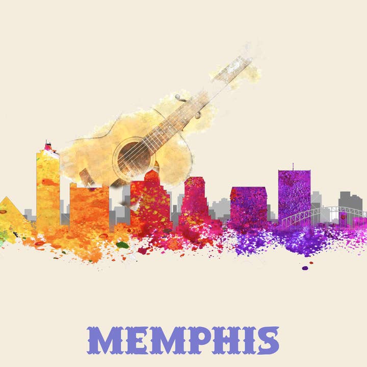 City Of Memphis Skyline Poster Watercolor Art for wholesale by BMS BIZ