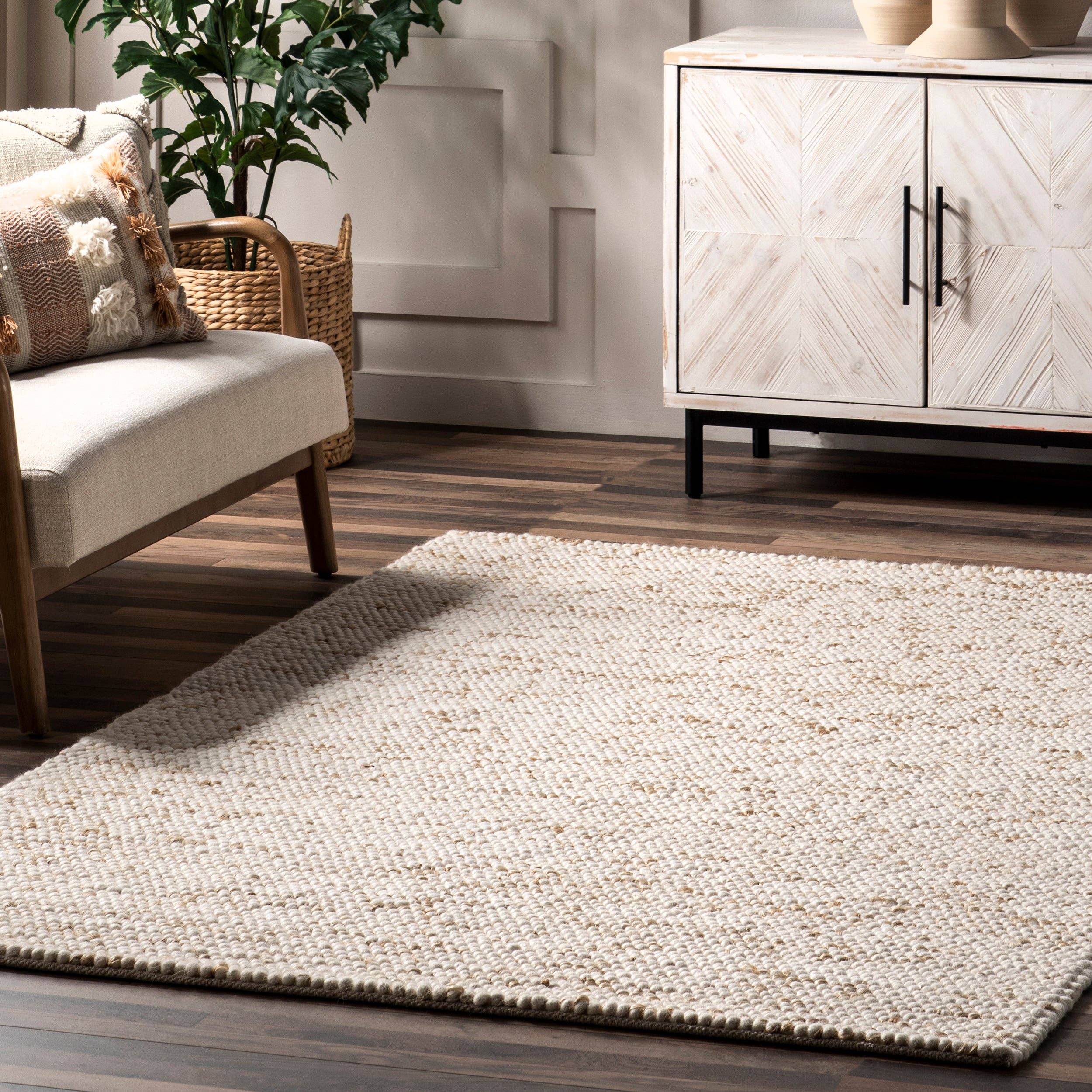 Ivory Deeanna Casual Textured Wool Area Rug for wholesale on Faire7
