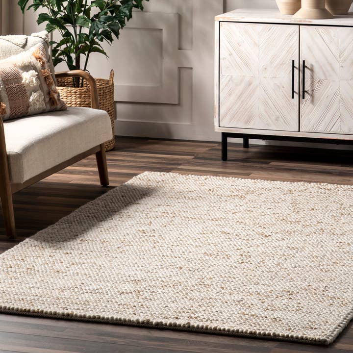Ivory Deeanna Casual Textured Wool Area Rug for wholesale on Faire7