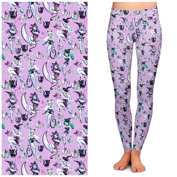 Vintage Witches Light Leggings by Miss Fluff x Lipstick & Chrome for wholesale by Lipstick & Chrome