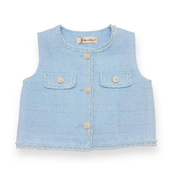 16007 Novelty tweedvest met knopen (2 kleuren) voor wholesale door Doe a Dear