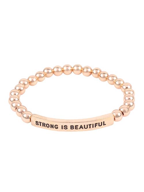 Strong Is Beautiful Lot de 6 bracelets inspirants en or pour la vente par Apparel Candy