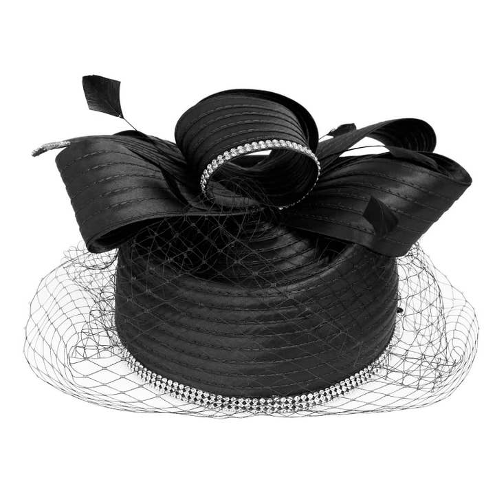 SP Sophia Collection - Wholesale Fascinator Hat - Women's - Ribbon Metallic Dressy Netted Pill Box Braid Hat