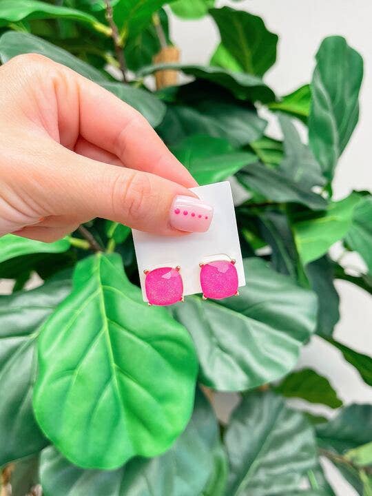 Pendientes con forma de poste de cristal brillante de neón para venta al por mayor de Prep Obsessed Wholesale