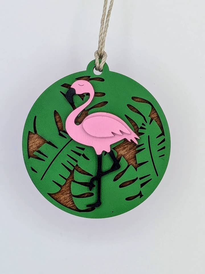 Tropical Flamingo Christmas Ornament for wholesale by The Little Ornament Shop
