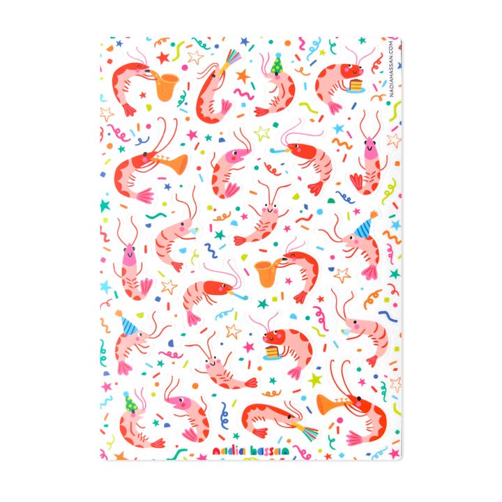 Shrimp Cocktail 5x7 Sticker Sheet for wholesale by Nadia Hassan