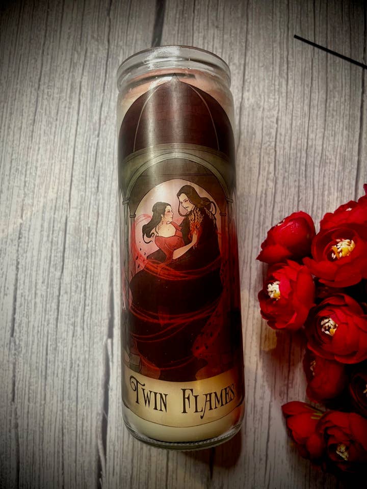 Bougie de prière pour flammes jumelles pour la vente par Krimson Canvas