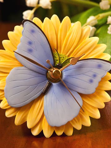Blue Butterfly Clock for wholesale by Ibis and Orchid Design