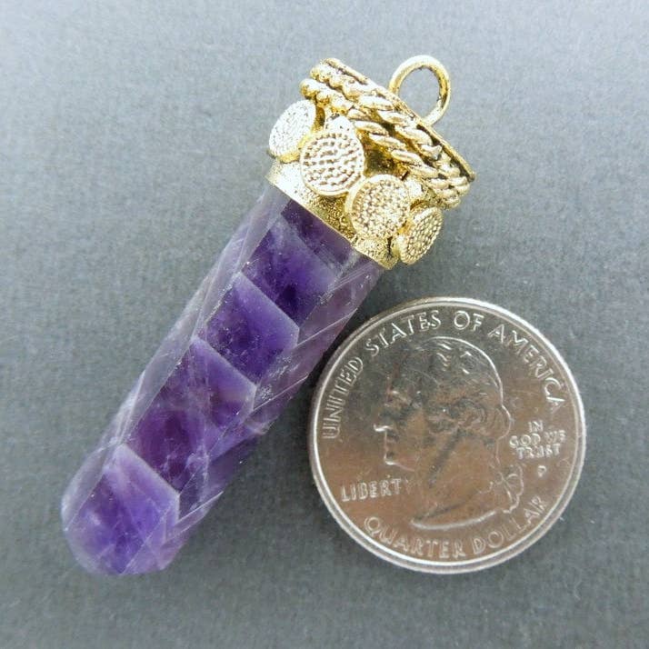 Jewelers Paradise - Wholesale Individual Charm/Pendant - Amethyst Point Crystal Pendant4