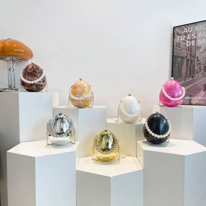 Elegant Pearl Wristlet Evening Bag for Parties for wholesale by SALINA TRADING INC