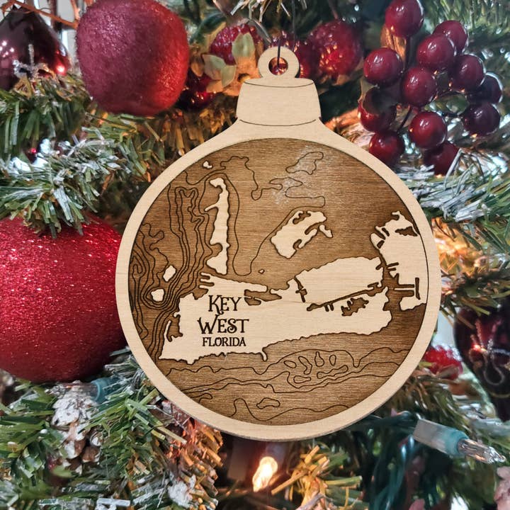 Key West Nautical Map Christmas Ornament for wholesale by Sea & Soul Nautical Chart Art
