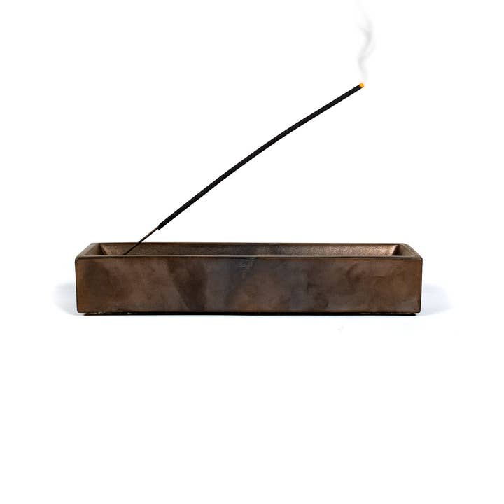 Patinated Brass Ceramic Incense Holder for wholesale by Dweller Studio