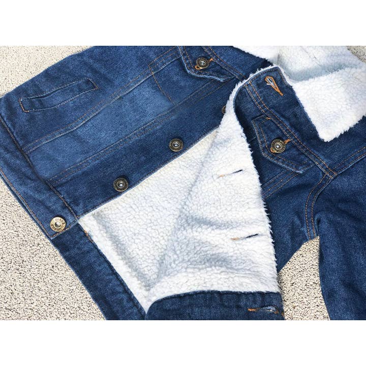 PATCHYTIGER - Wholesale Denim Jacket - Kids - Kids Custom Shearling Denim Jacket- Classic Tiger2