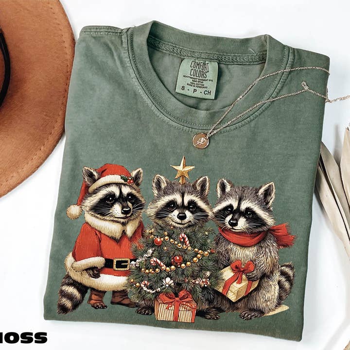 Glaime - Wholesale T-Shirt (Graphic) - Women's - Funny Christmas Raccoon Shirt, Feral Raccoon Sweater0