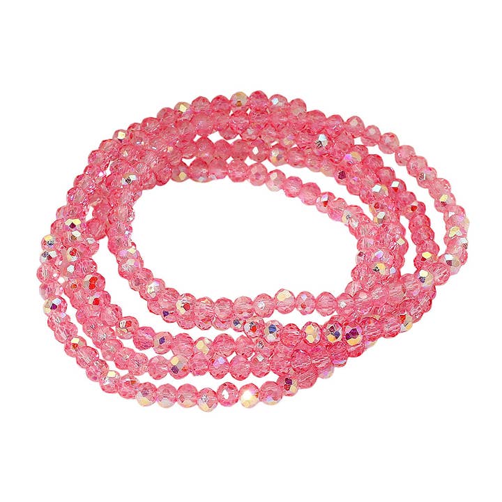 Sensibling Corp. - Wholesale Jewelry Set - 5PCS - Sparkling Faceted Beaded Stackable Stretch Multi Layered Bracelet8