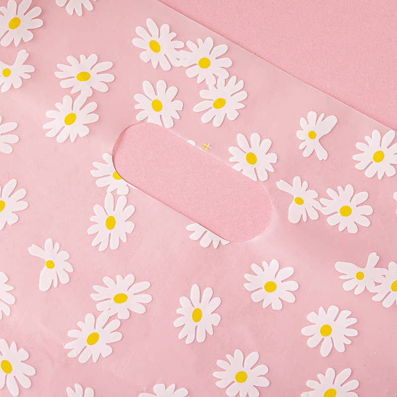 ByHome - Vente Pochette cadeau - 100 pièces, 3 tailles sac cadeau en PVC givré transparent avec motif de fleurs de chrysanthème1