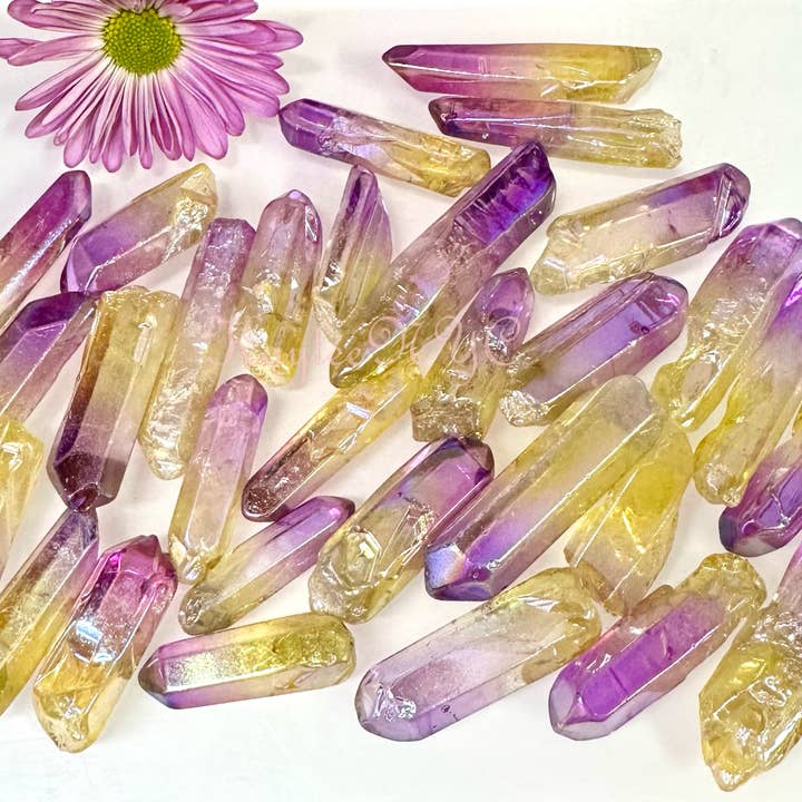 KayleeNYC - Wholesale Spiritual Stone/Crystal - Wholesale Lot 1 Lb Rainbow Aura Quartz Wand Tumble Crystal