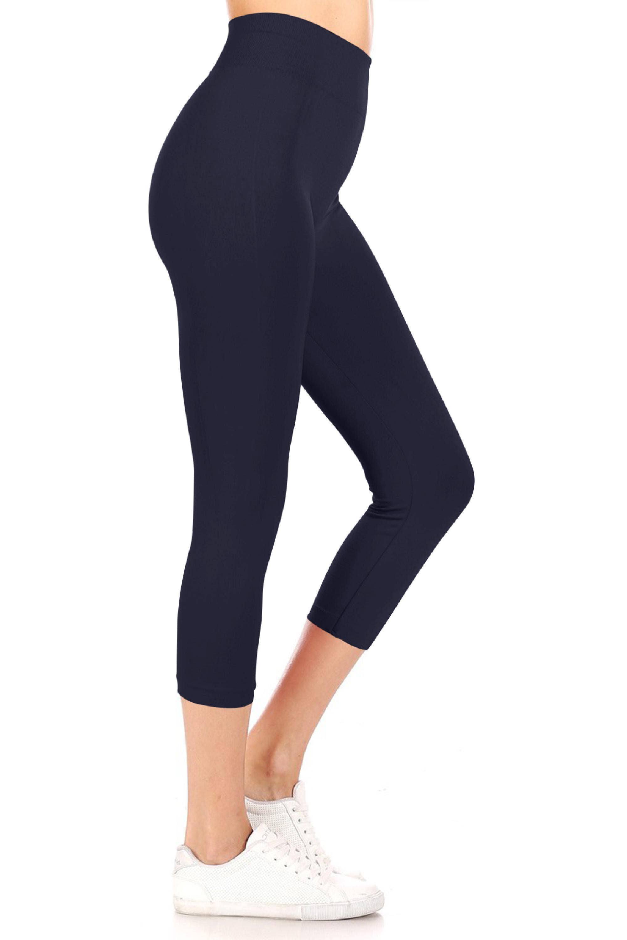 MOA COLLECTION - Wholesale Athletic/Lounge Leggings - Women's - Women's Casual Solid Seamless Capri Leggings36
