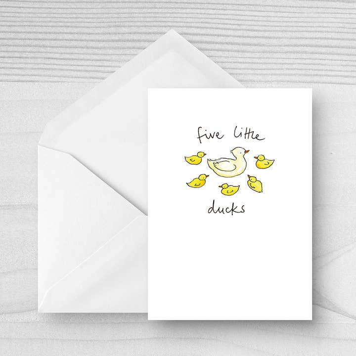 Grußkarte „Fünf kleine Enten“ für den Großhandel von Lizzie Martell Illustration