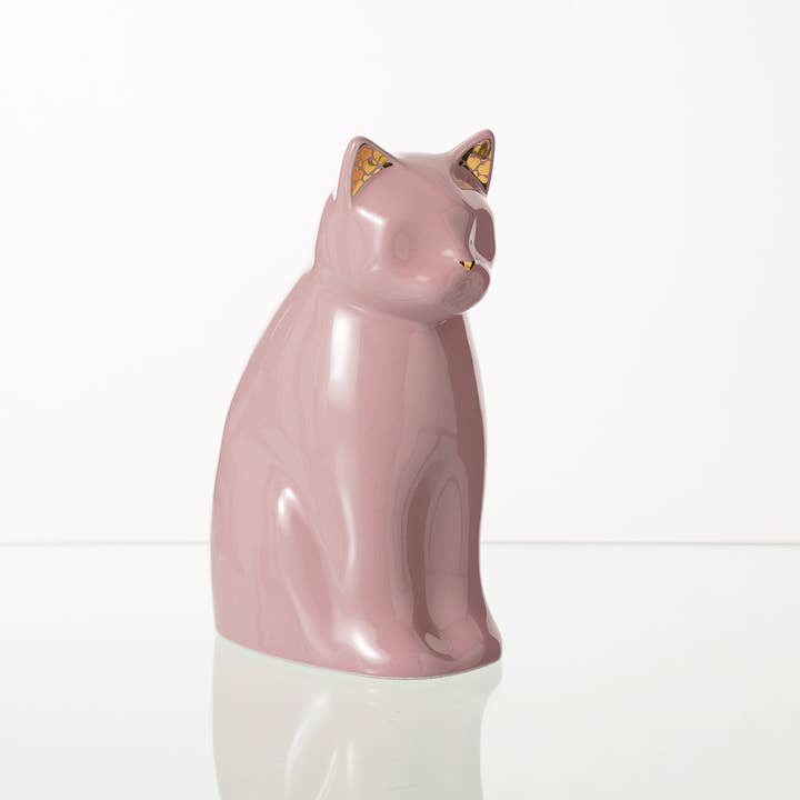 Pulvis Art Urns - Venta al por mayor Urna/caja de recuerdos para mascotas - Urna para Mascotas "Miau" para Gato - Rosa | Cerámica