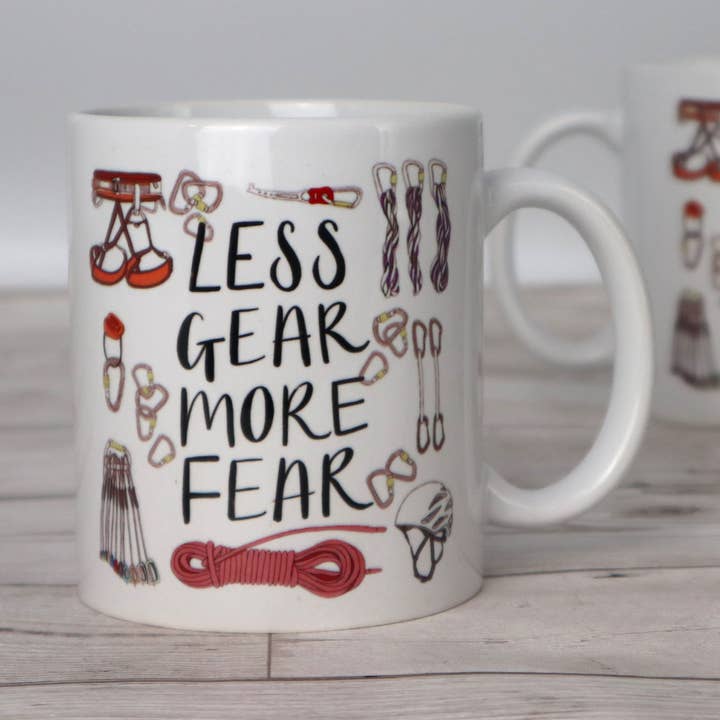 Minder uitrusting Meer Fear Climbing Pun Keramische mok voor wholesale door Discover and Draw