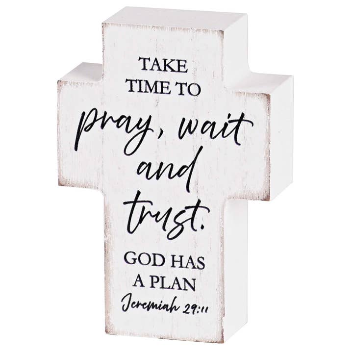 Tabletop Cross Take Time To Pray 3x4 for wholesale by Cottage Garden