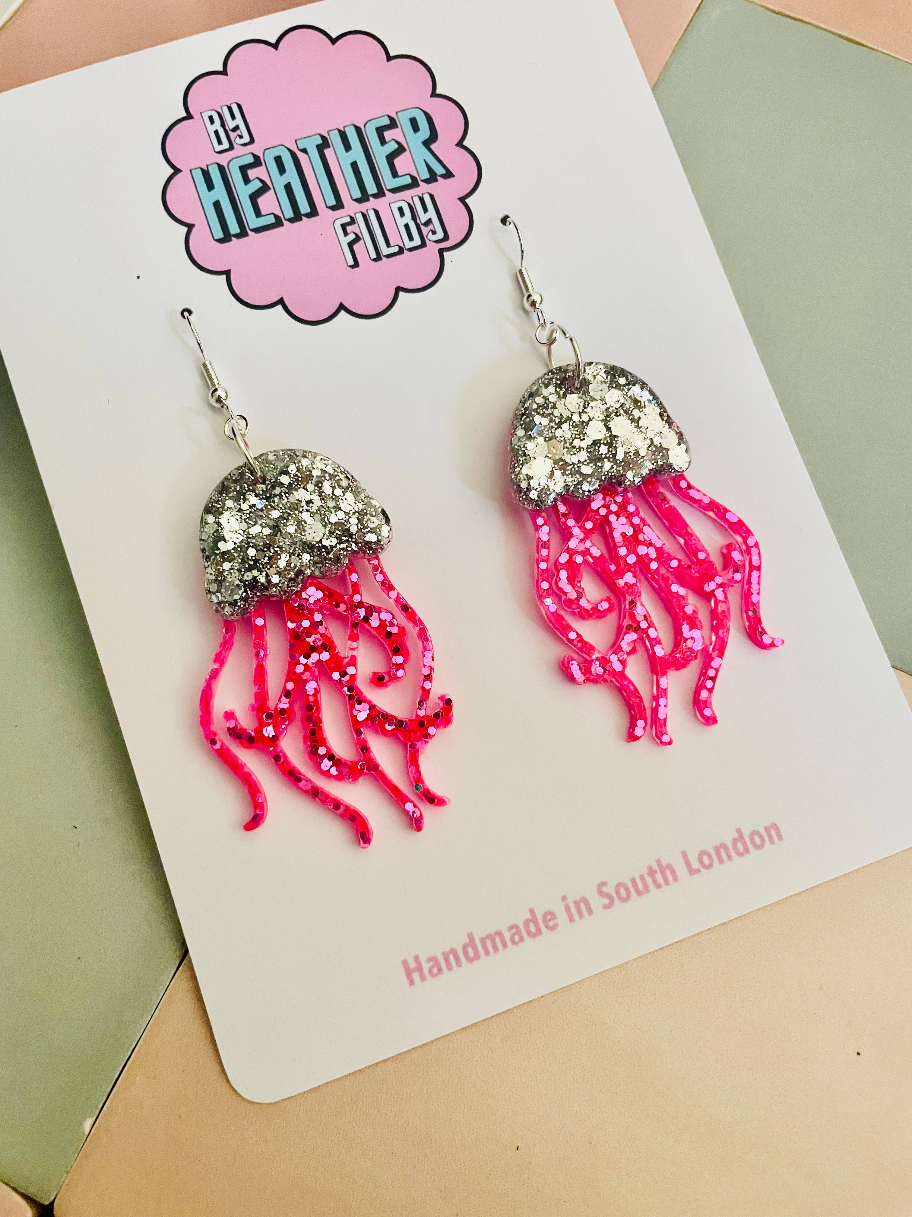 By Heather Filby - Wholesale Dangle Earrings - JellyFish Glitter Earrings (MORE COLOURS) - Best Seller22