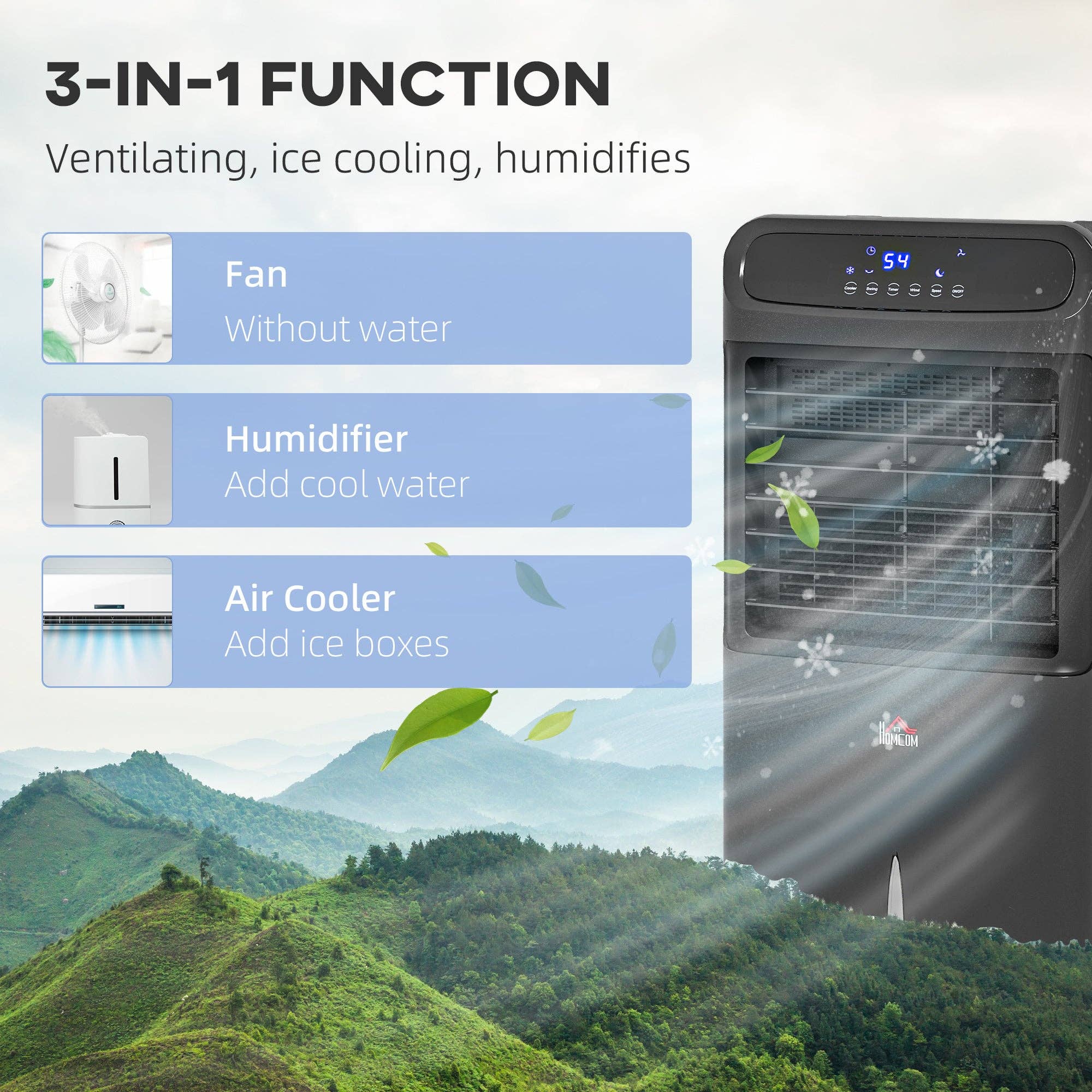 39F Inc. - Wholesale Kitchen Appliance - 32in Portable Air Cooler with Ice and Humidifier-Black3