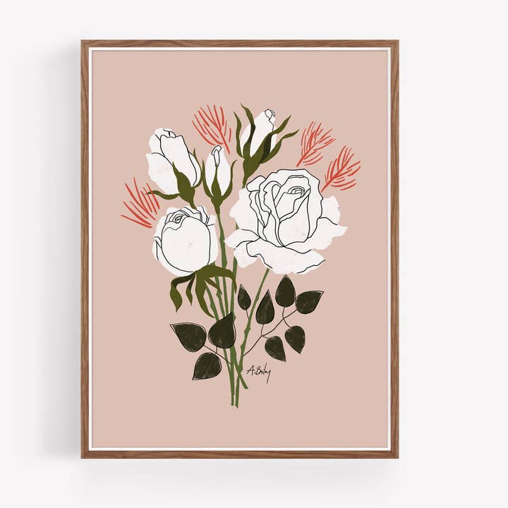 June Roses - bloemenillustratie voor wholesale door Annie Bailey Art