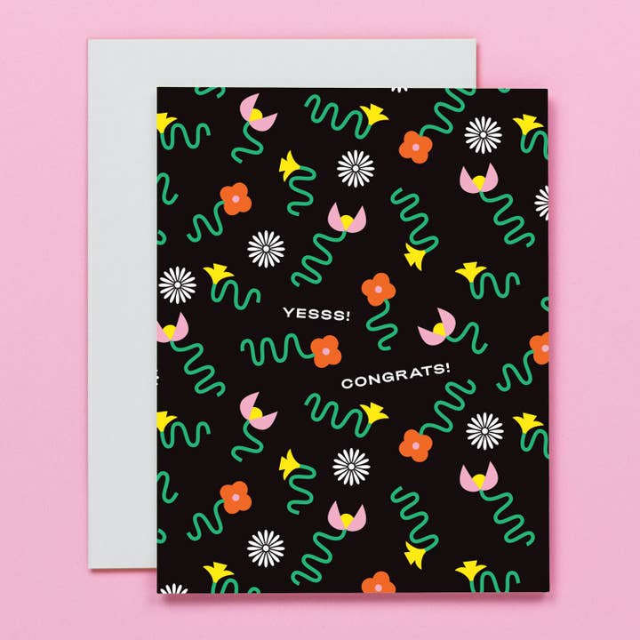 Ja! Herzlichen Glückwunsch! • Squiggle Fleurs Glückwunschkarte für den Großhandel von My Darlin'