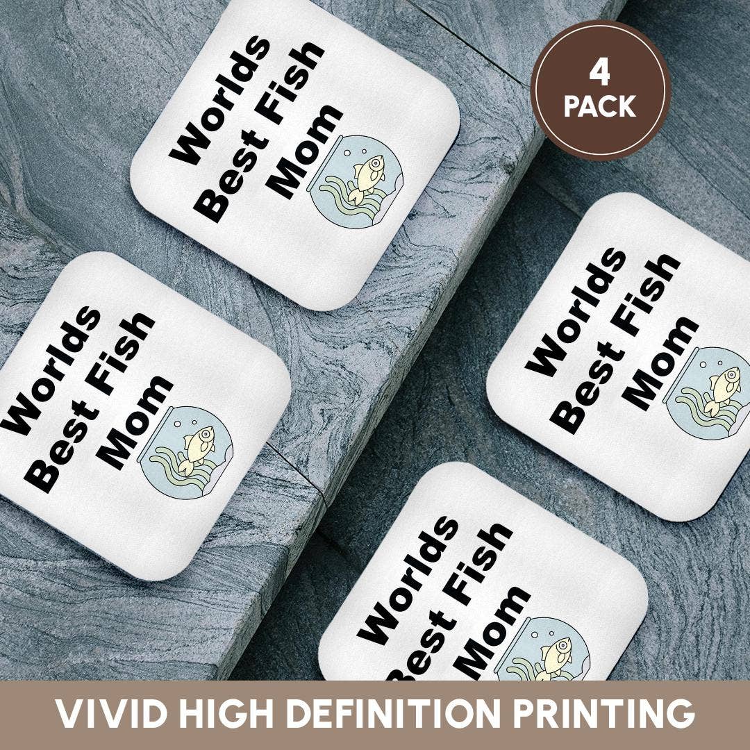 3dRose - Wholesale Coasters - 3dRose, Image Of Worlds Best Fish Mom, Coaster12