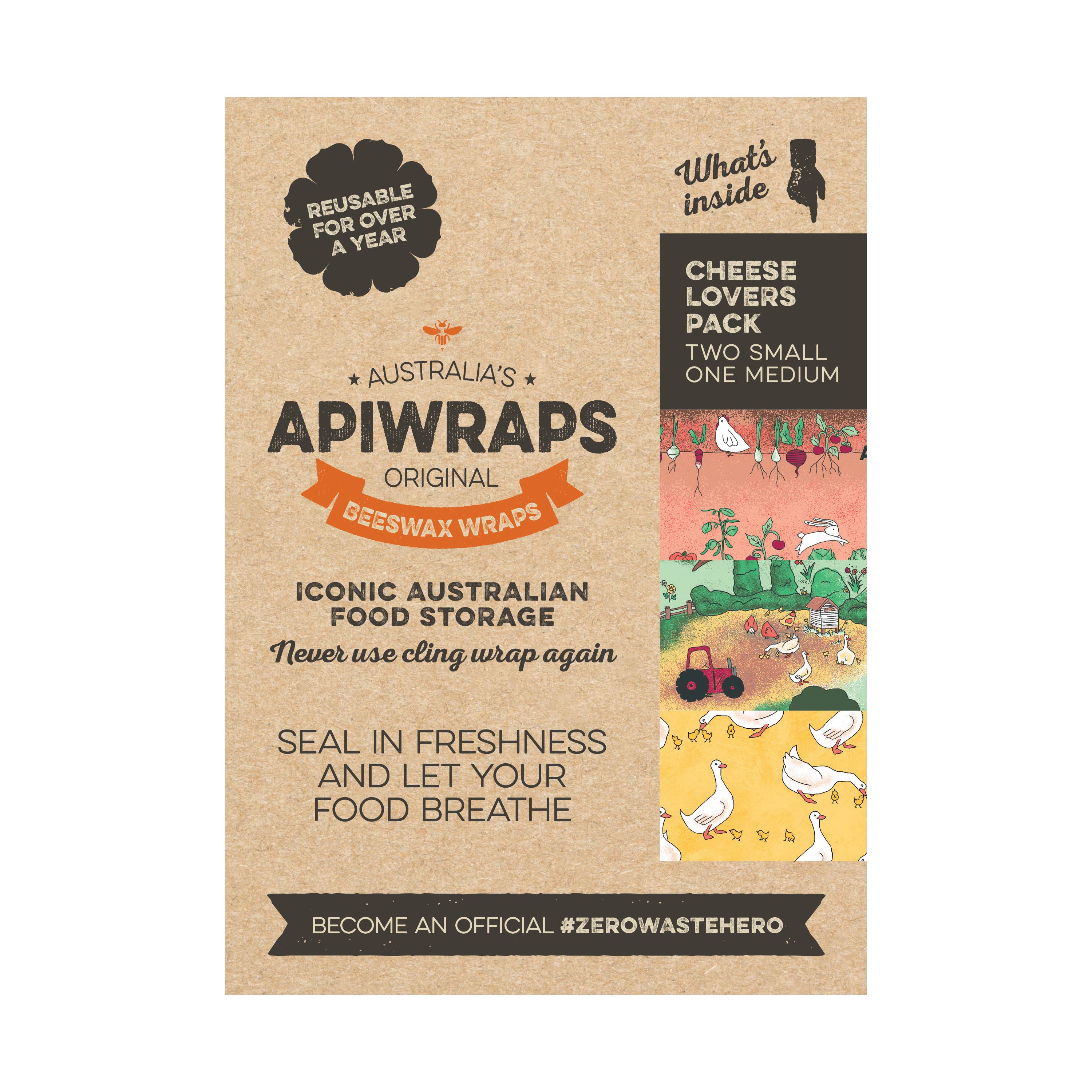Apiwraps - Wholesale Food storage wrap/bag - Cheese Lover Pack6