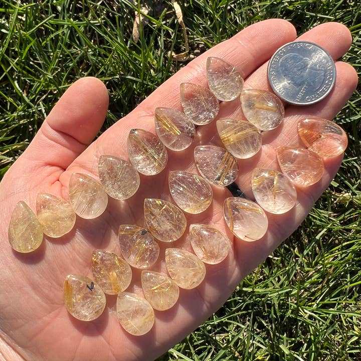 New Moon Beginnings - Wholesale Spiritual Stone/Crystal - Golden Rutilated Quartz Cabochon Teardrop4