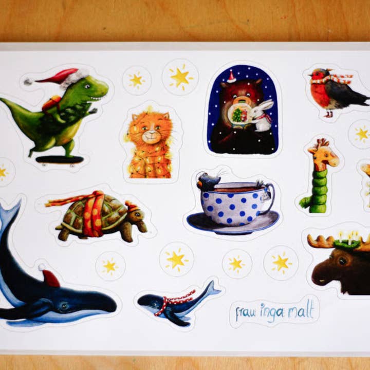 Christmas sticker sheet for wholesale by Frau Inga Malt