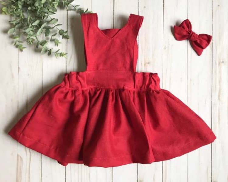 Honey Bee Babies Co - Vente Robe – enfant - Robe Pinafore en lin - Tailles pour bébé, tout-petit et fille4