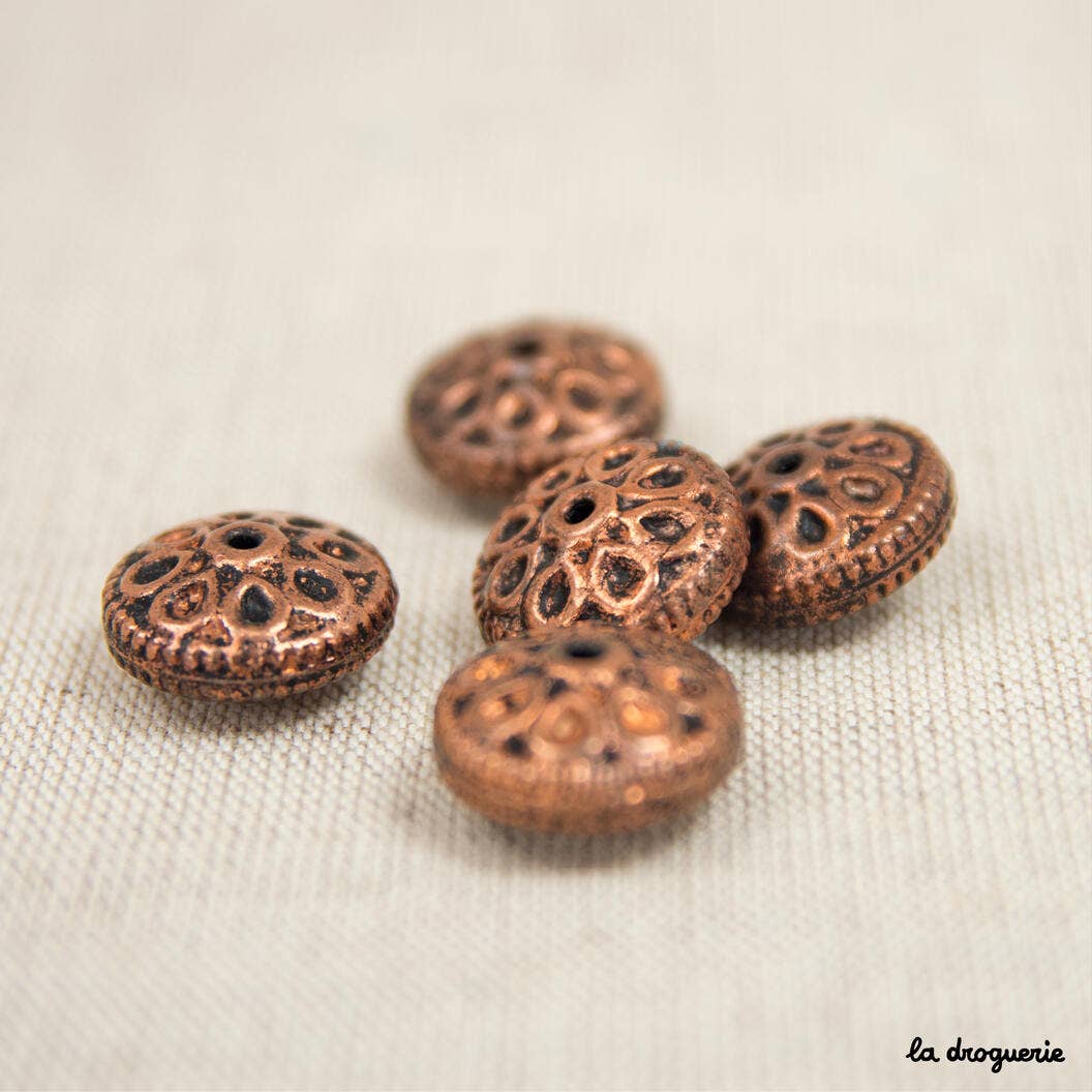 LA DROGUERIE - Wholesale Beads - Tribal Pearl engraved flower washer4