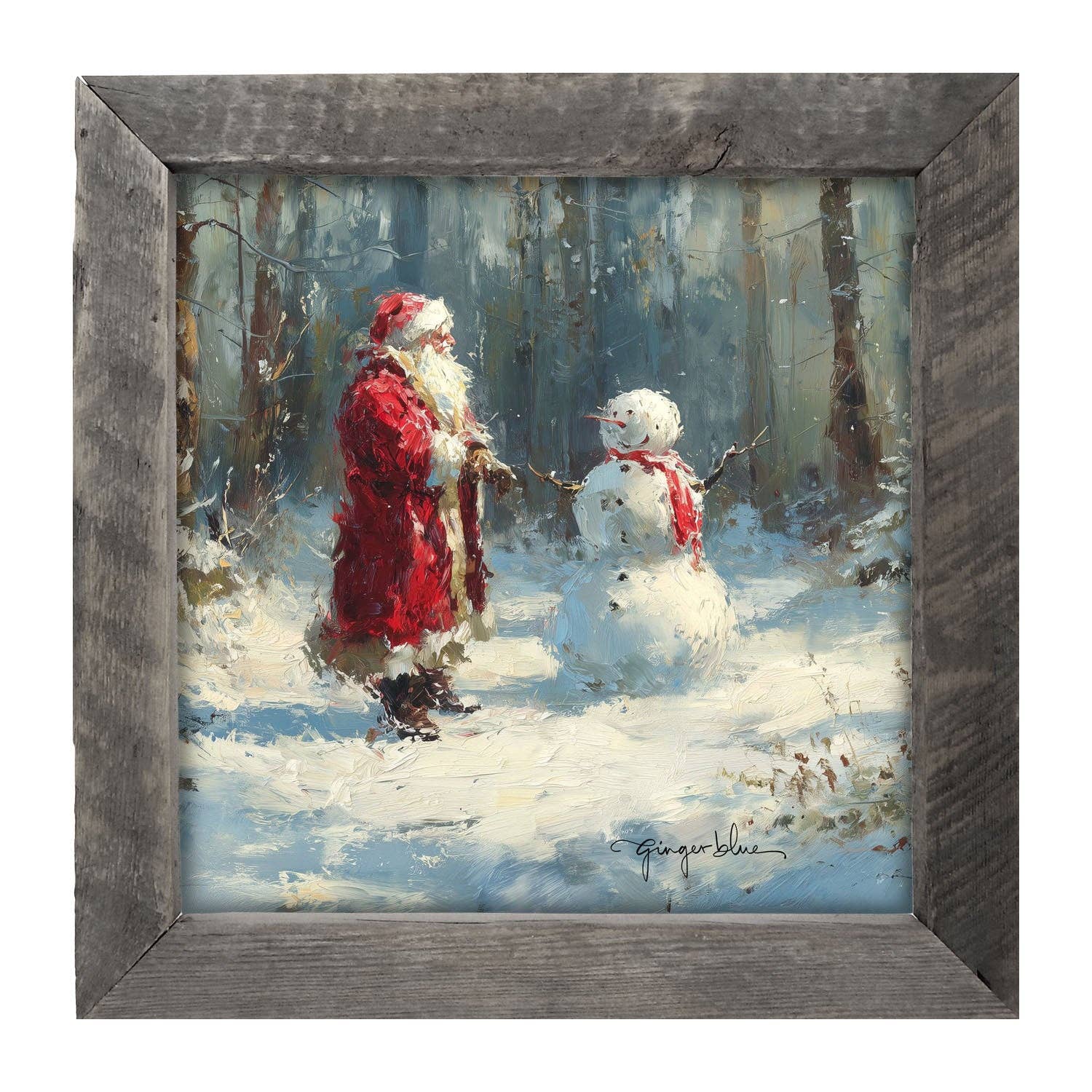 ginger blue - Wholesale Christmas Wall Art - Santa and the Snowman1