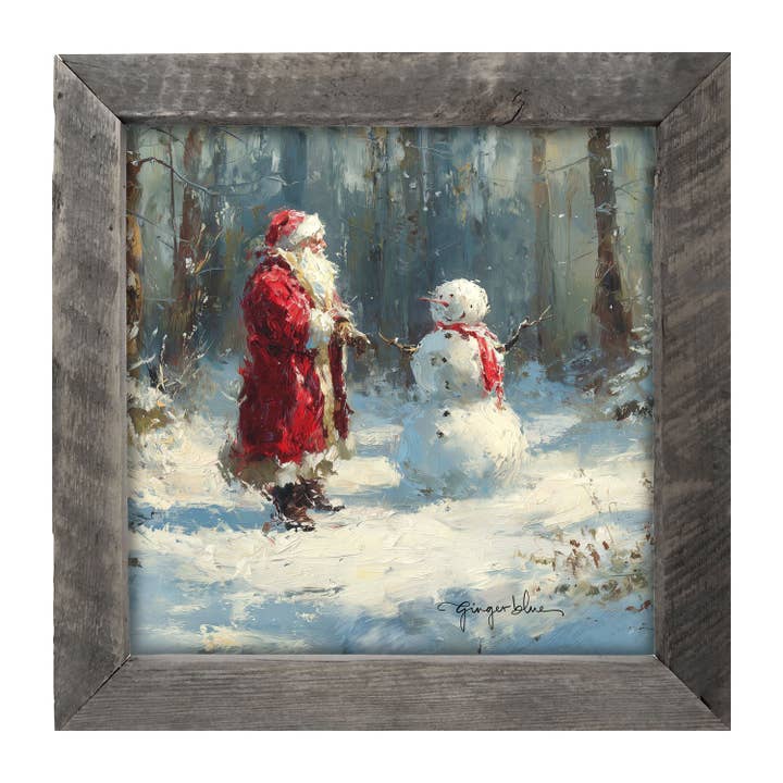 ginger blue - Wholesale Christmas Wall Art - Santa and the Snowman1
