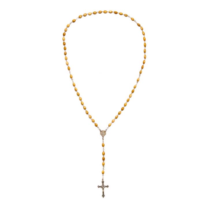 Nazareth Fair Trade - Venta al por mayor Collar de cuentas de oración - Collar Rosario con Cruz de Madera de Olivo1