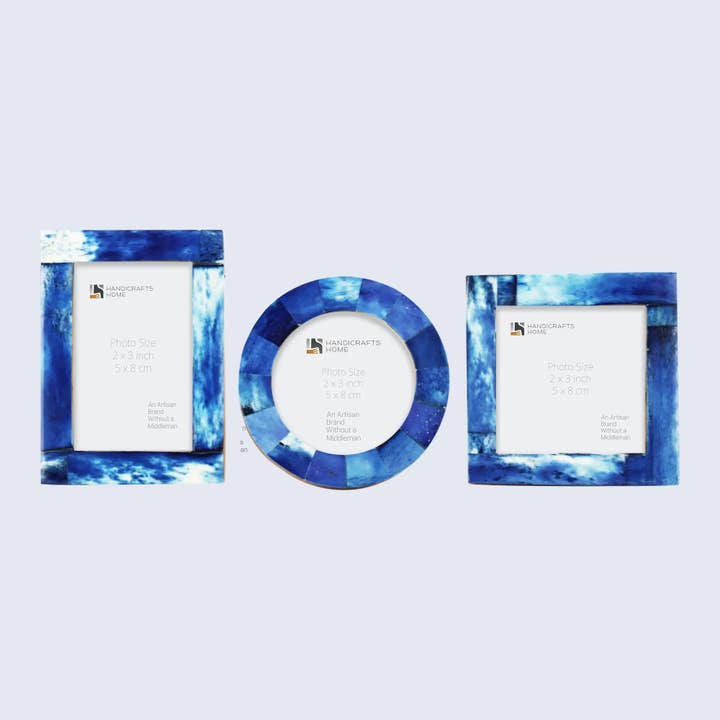 Baby Picture Frames Bone Inlay Collection in Blue, Set of 3 for wholesale by Muqeem & Brothers